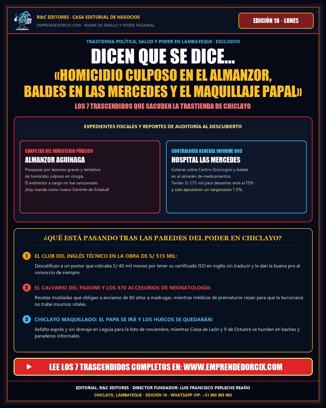 Dicen que se dice… Negligencias en EsSalud, Las Mercedes y maquillaje papal